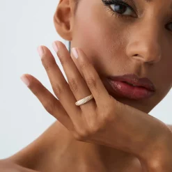14k Gold Unique Twist Design Pave Diamond Ring