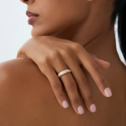 14k Gold Unique Twist Design Pave Diamond Ring