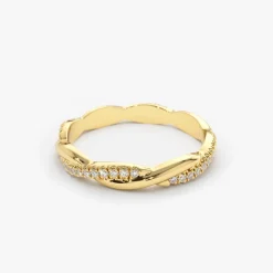 14K Gold Weaving Braid Eternity Diamond Ring