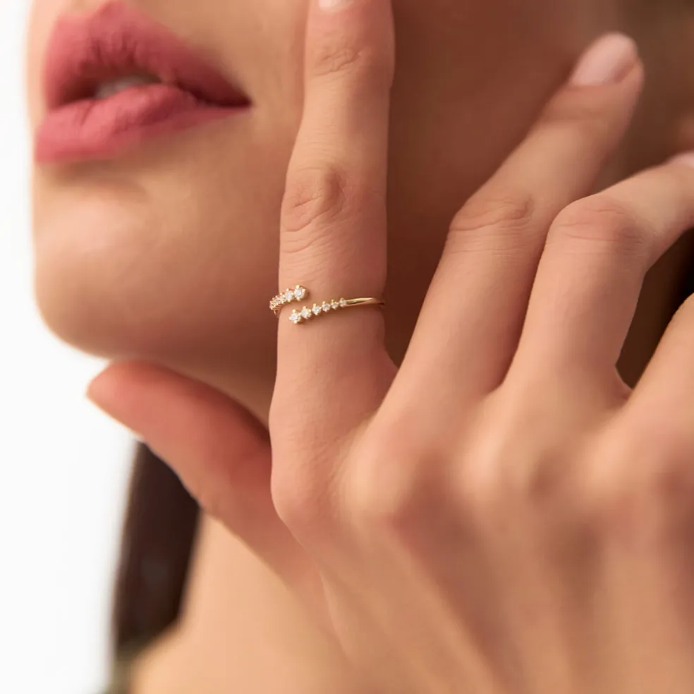 14K Gold Wrapped Diamond Ring