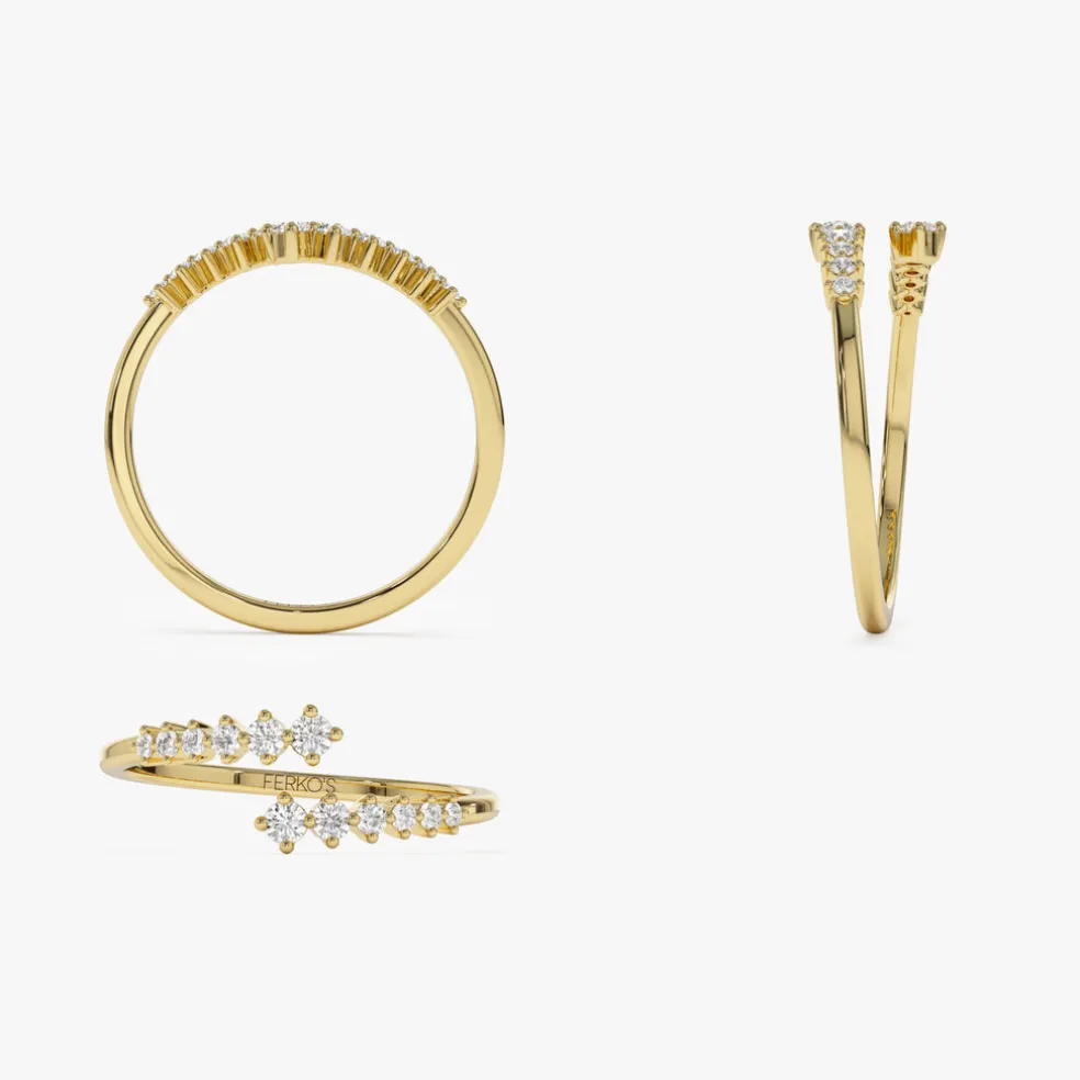 14K Gold Wrapped Diamond Ring