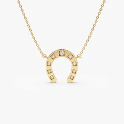 14k Good Luck Diamond Horseshoe Necklace