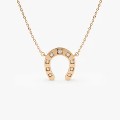 14k Good Luck Diamond Horseshoe Necklace
