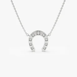 14k Good Luck Diamond Horseshoe Necklace