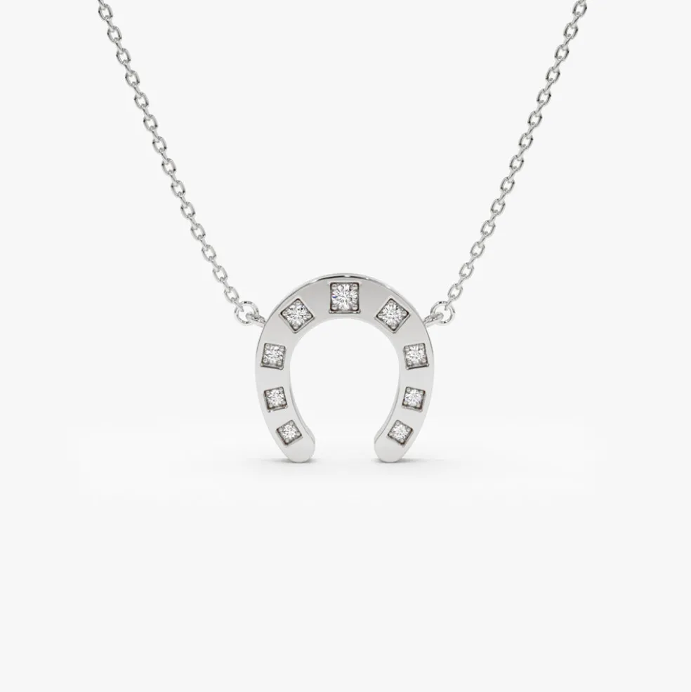 14k Good Luck Diamond Horseshoe Necklace