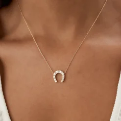 14k Good Luck Diamond Horseshoe Necklace