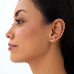 14k Graduating Diamond Ear Climber Studs
