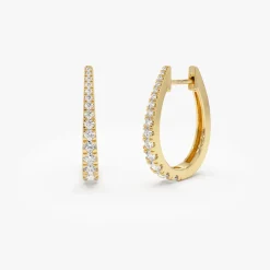 14k Graduating Statement Diamond Hoop Earrings