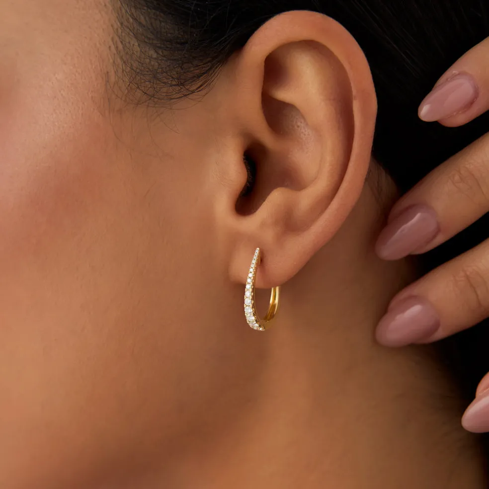 14k Graduating Statement Diamond Hoop Earrings