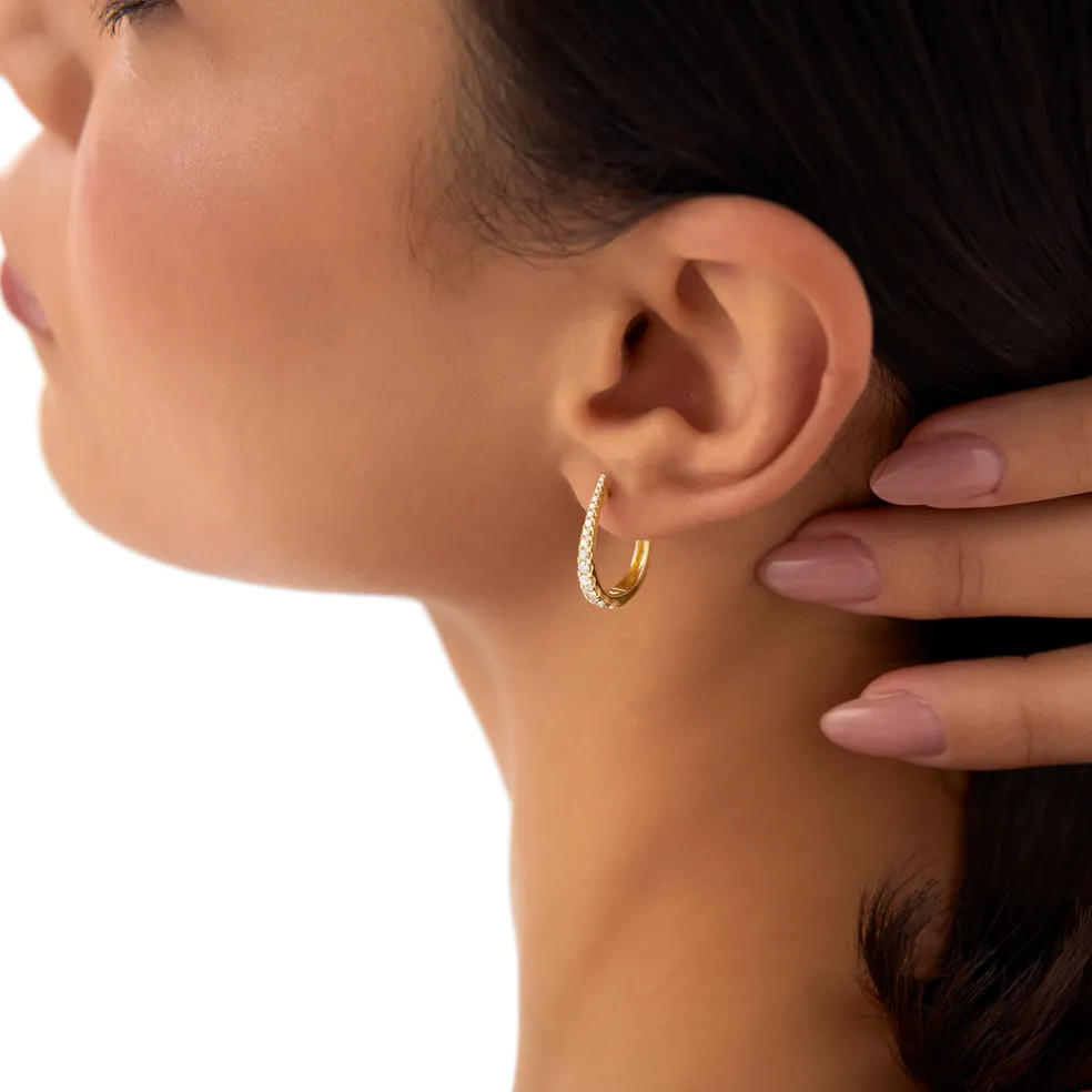 14k Graduating Statement Diamond Hoop Earrings