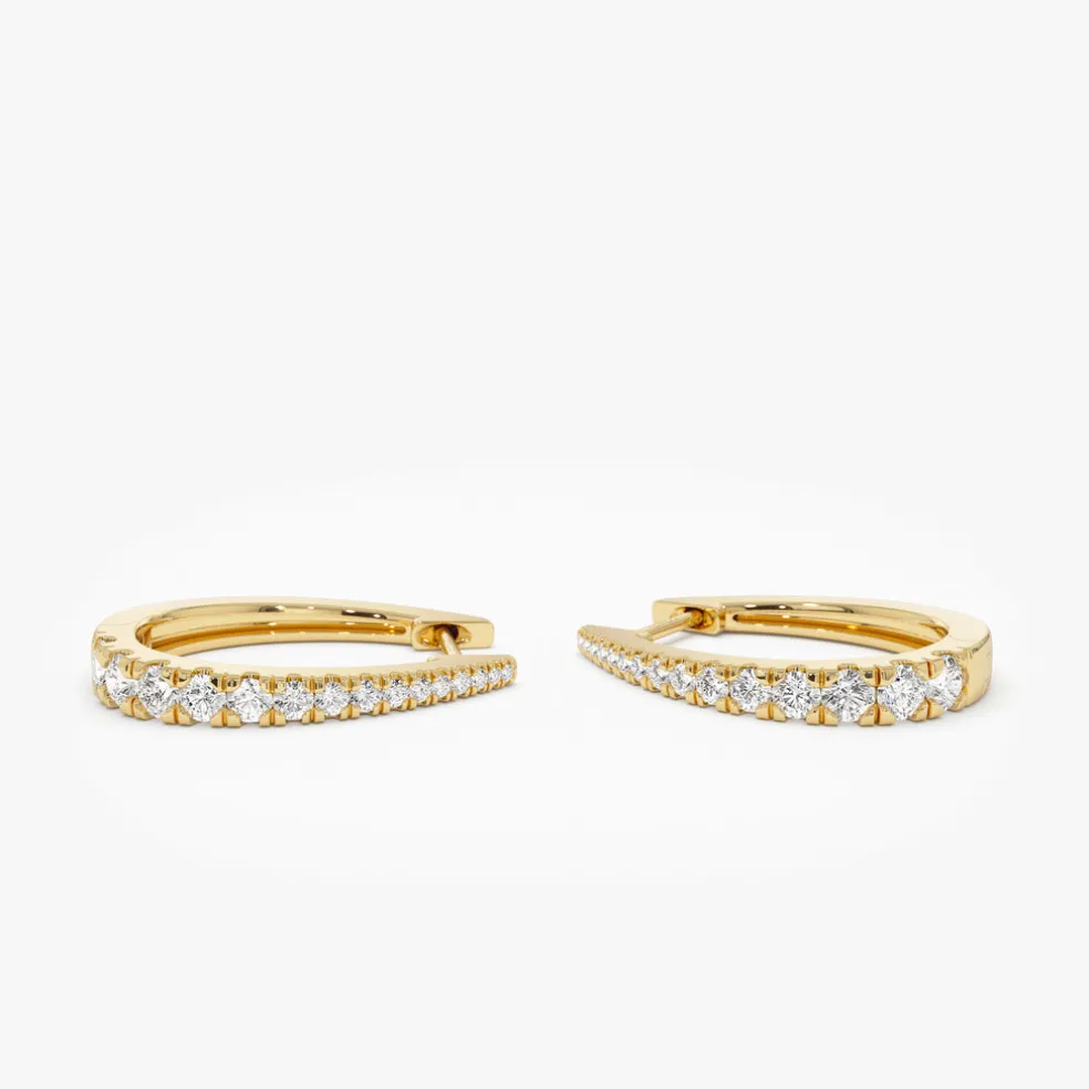 14k Graduating Statement Diamond Hoop Earrings