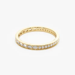 14k Half Baguette Half Round Diamond Eternity Band