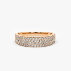14k Half Eternity 4 Row Micro Pave Wedding Band