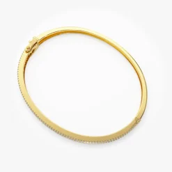 14k Half Eternity Baguette and Round Diamond Bangle