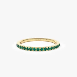 14k Half Eternity Emerald Ring