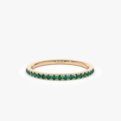 14k Half Eternity Emerald Ring