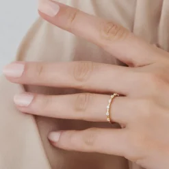 14K Half Eternity Minimalist Diamond Wedding Ring
