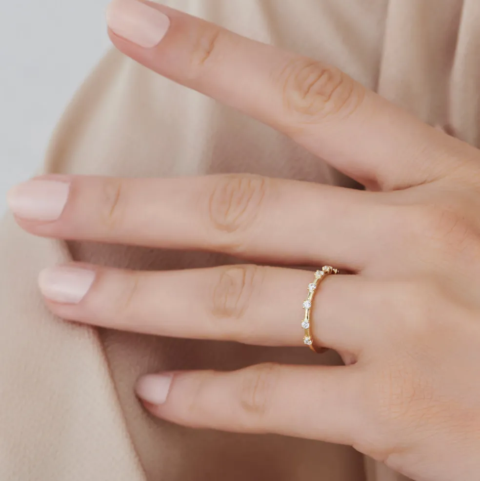 14K Half Eternity Minimalist Diamond Wedding Ring