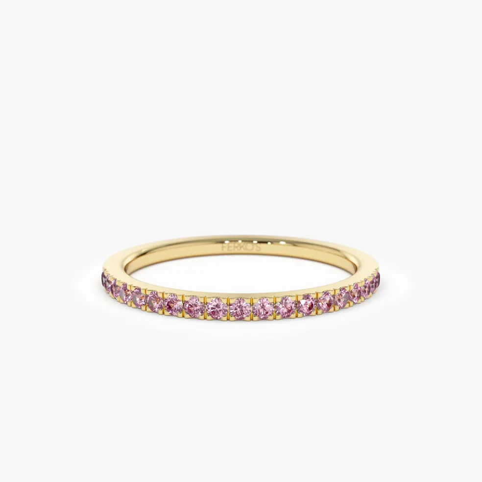 14k Half Eternity Pink Sapphire Ring