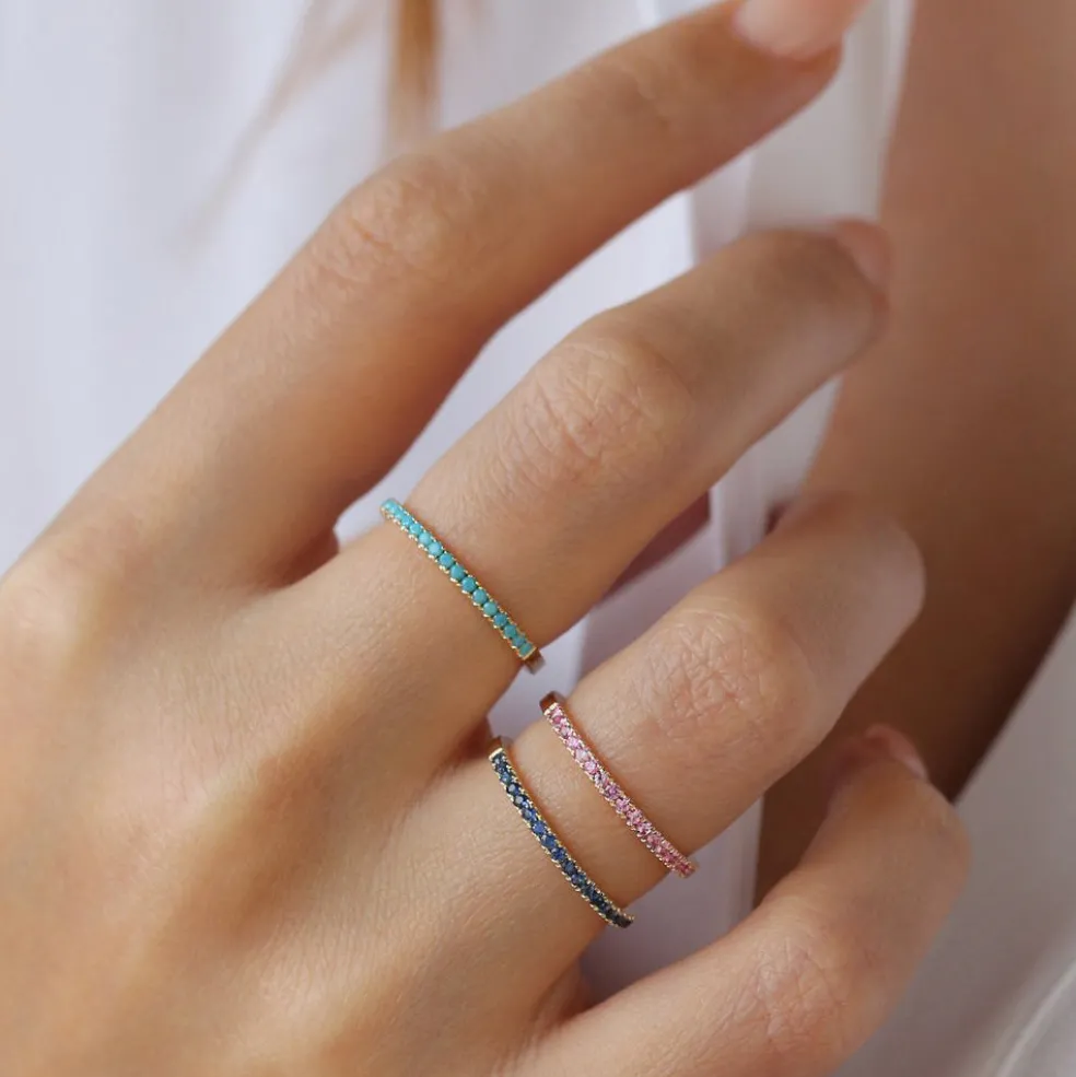 14k Half Eternity Pink Sapphire Ring