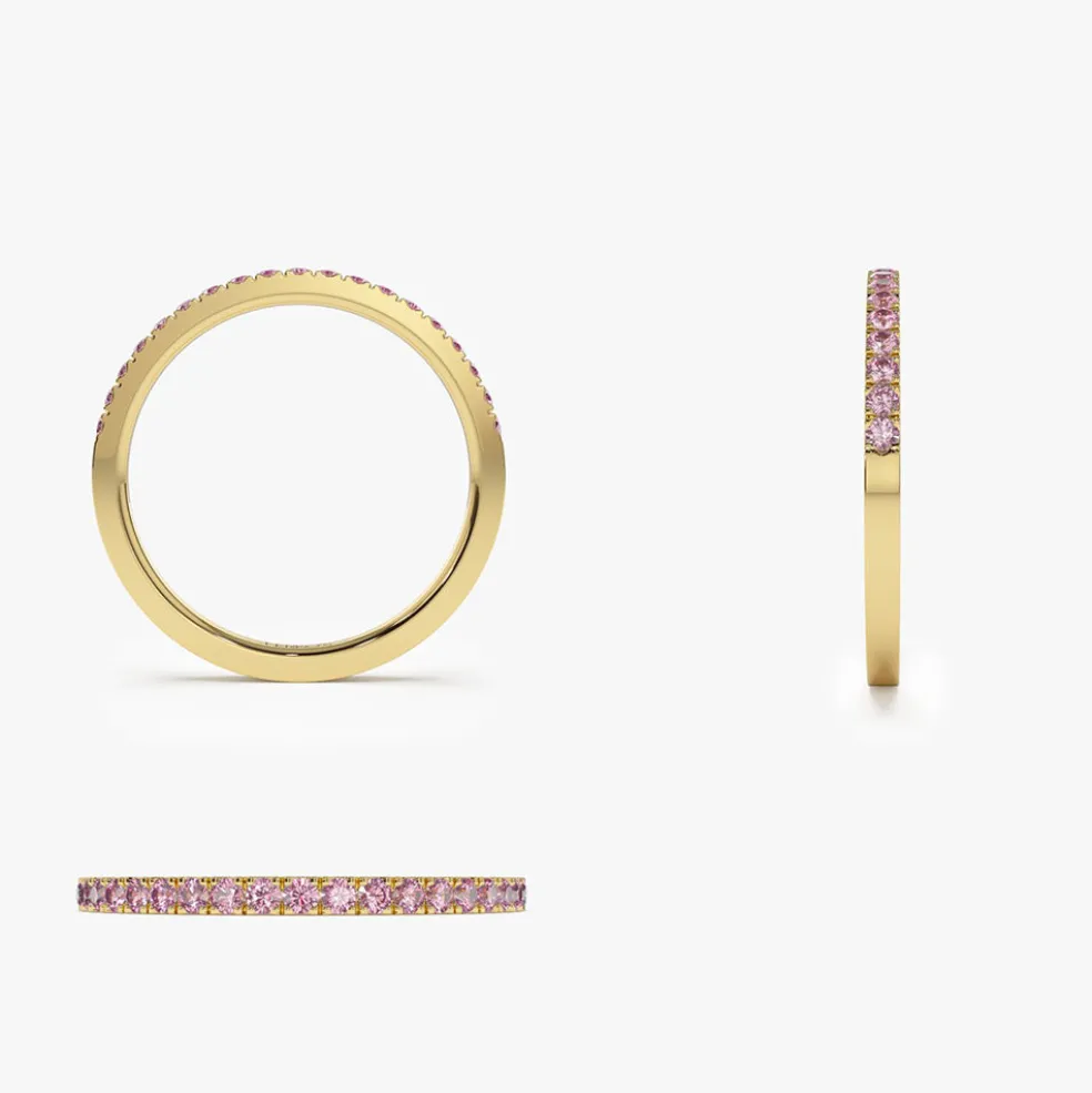 14k Half Eternity Pink Sapphire Ring