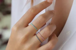 14k Half Eternity Pink Sapphire Ring