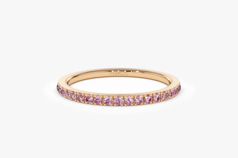 14k Half Eternity Pink Sapphire Ring