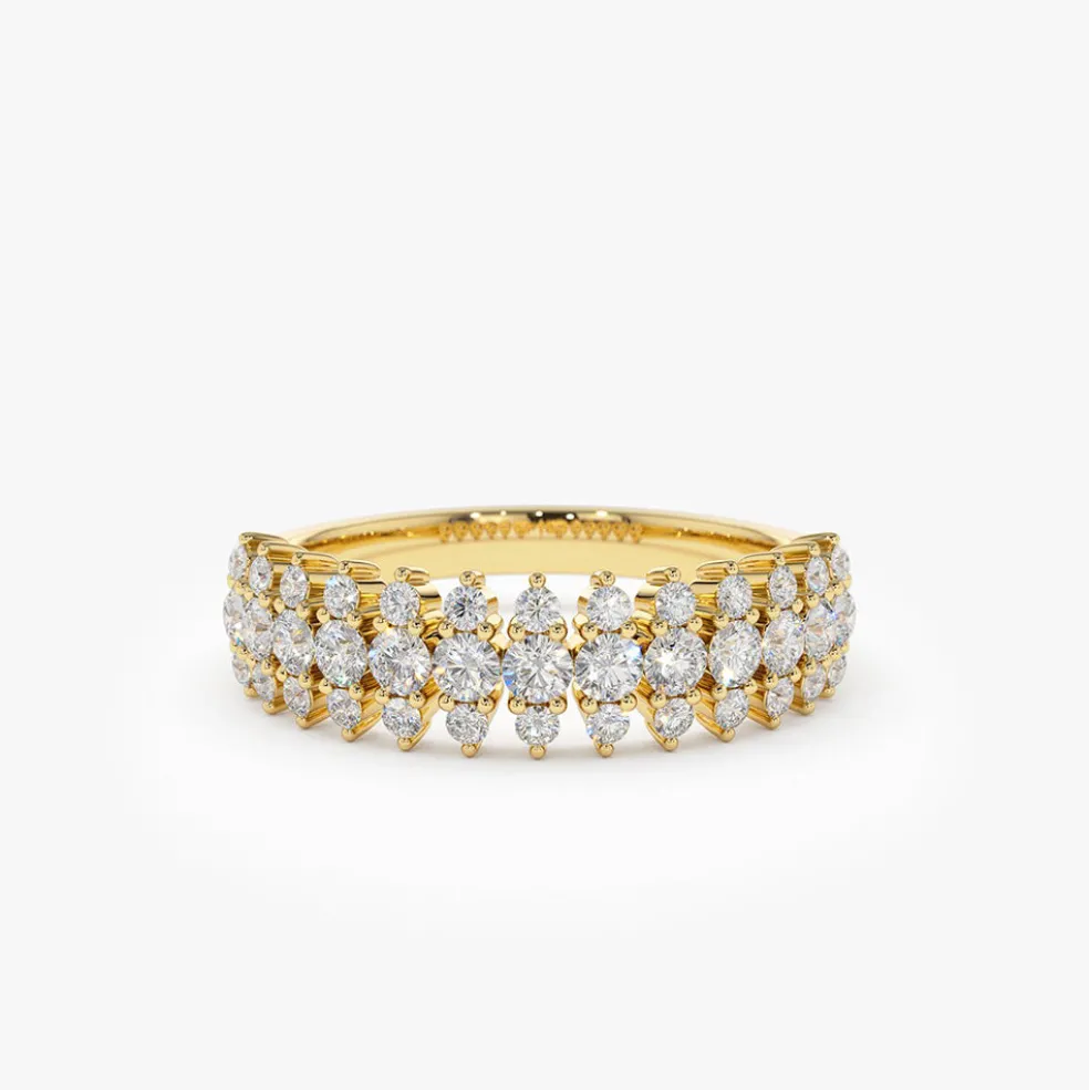 14k Half Eternity Round Diamond Spike Ring