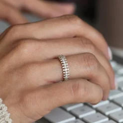 14k Half Eternity Round Diamond Spike Ring