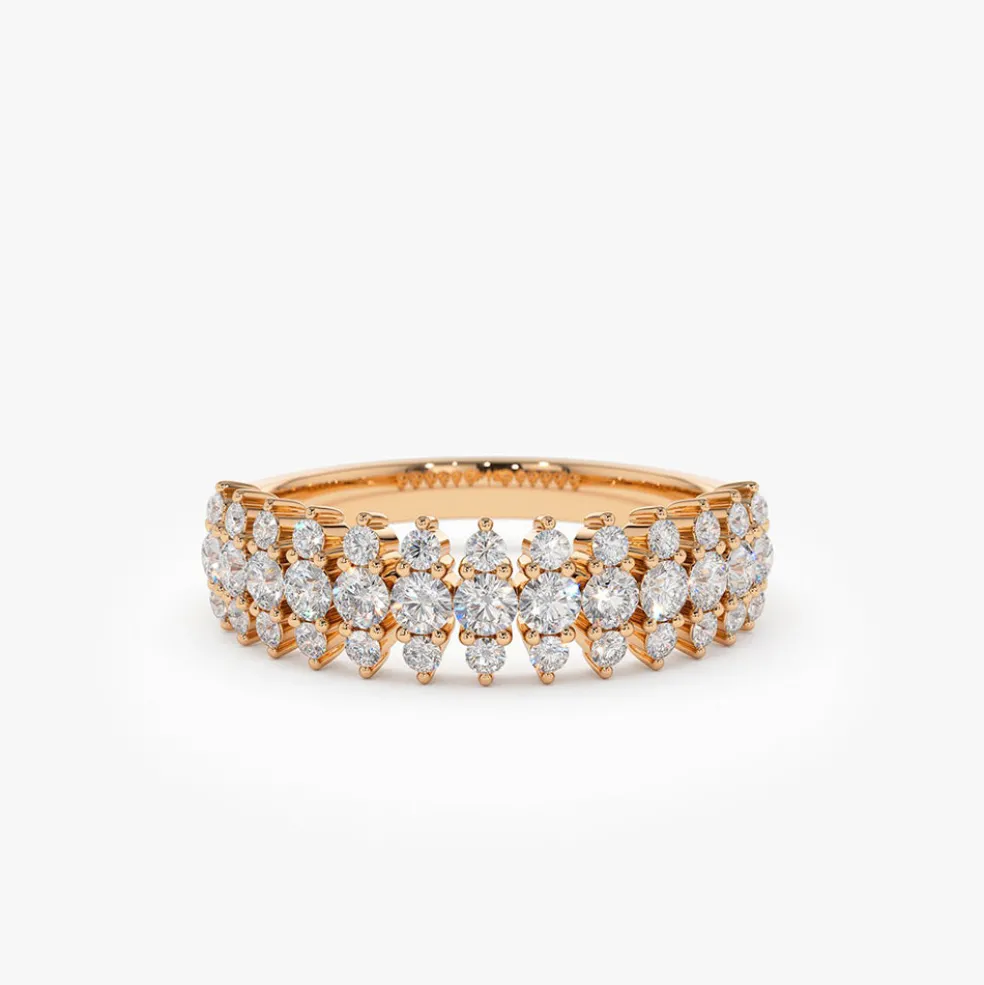 14k Half Eternity Round Diamond Spike Ring