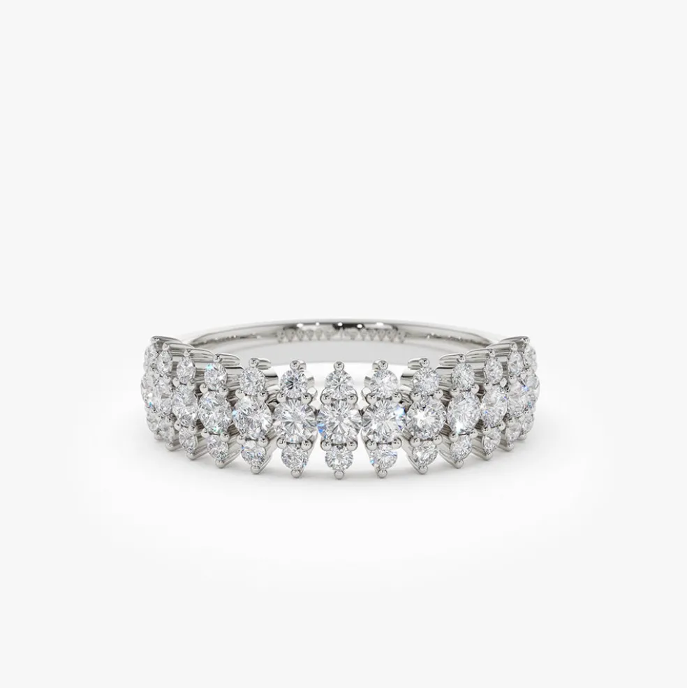 14k Half Eternity Round Diamond Spike Ring