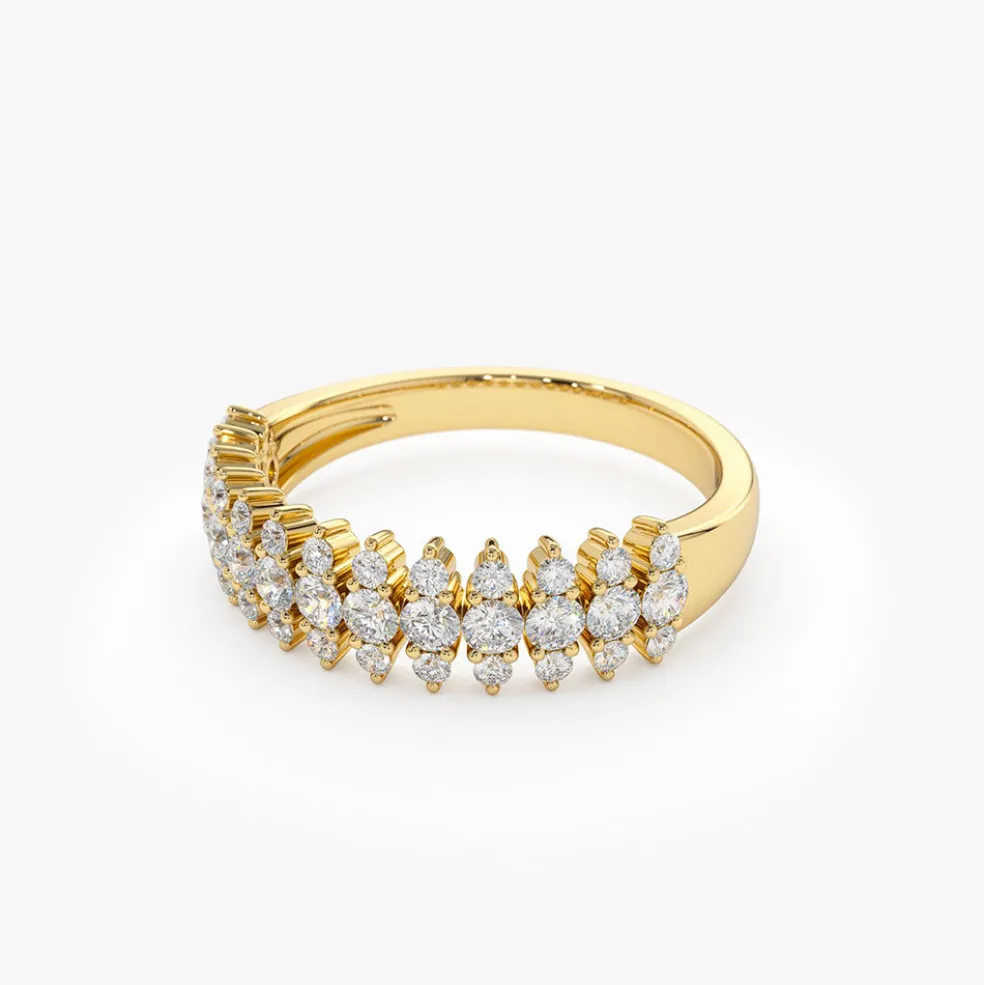 14k Half Eternity Round Diamond Spike Ring