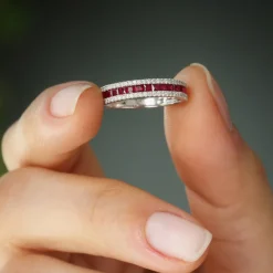 14k Half Eternity Square Ruby Anniversary Ring