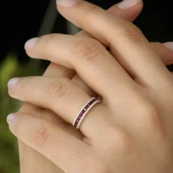 14k Half Eternity Square Ruby Anniversary Ring