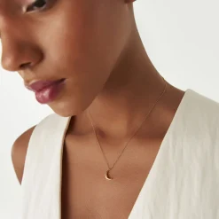 14K Half Moon Crescent Charm Necklace