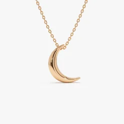 14K Half Moon Crescent Charm Necklace