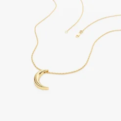 14K Half Moon Crescent Charm Necklace