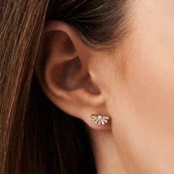14k Half Round Tapered Baguette Diamond Studs