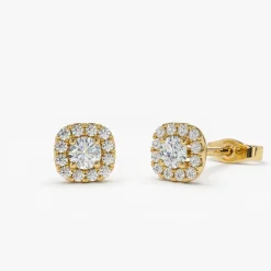 14k Halo Setting Diamond Studs