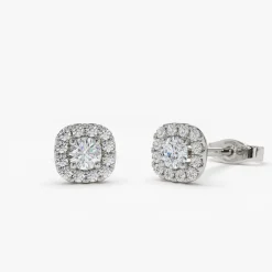 14k Halo Setting Diamond Studs