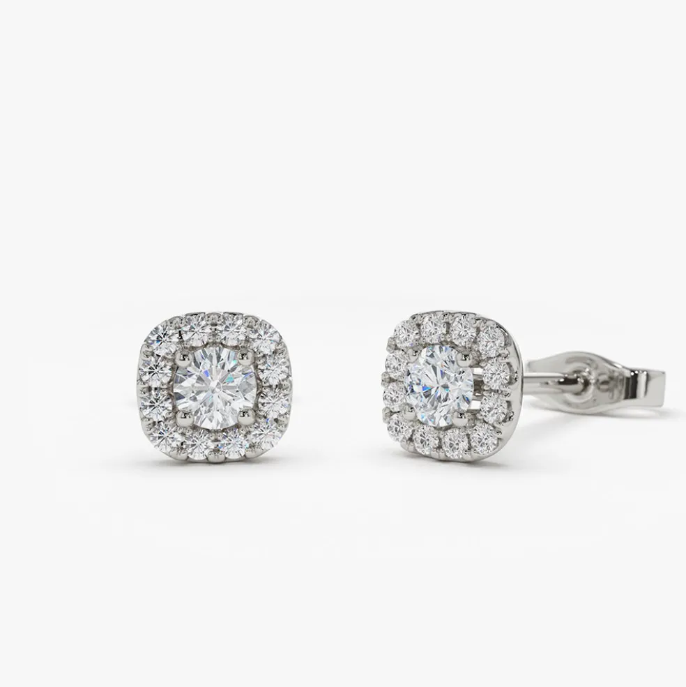 14k Halo Setting Diamond Studs