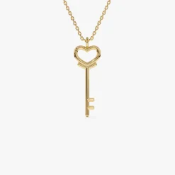 14K Heart Key Necklace