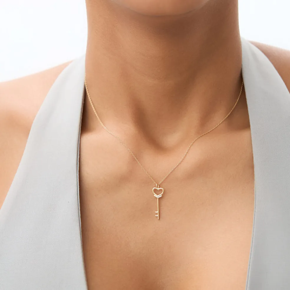 14K Heart Key Necklace
