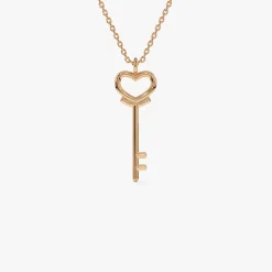 14K Heart Key Necklace