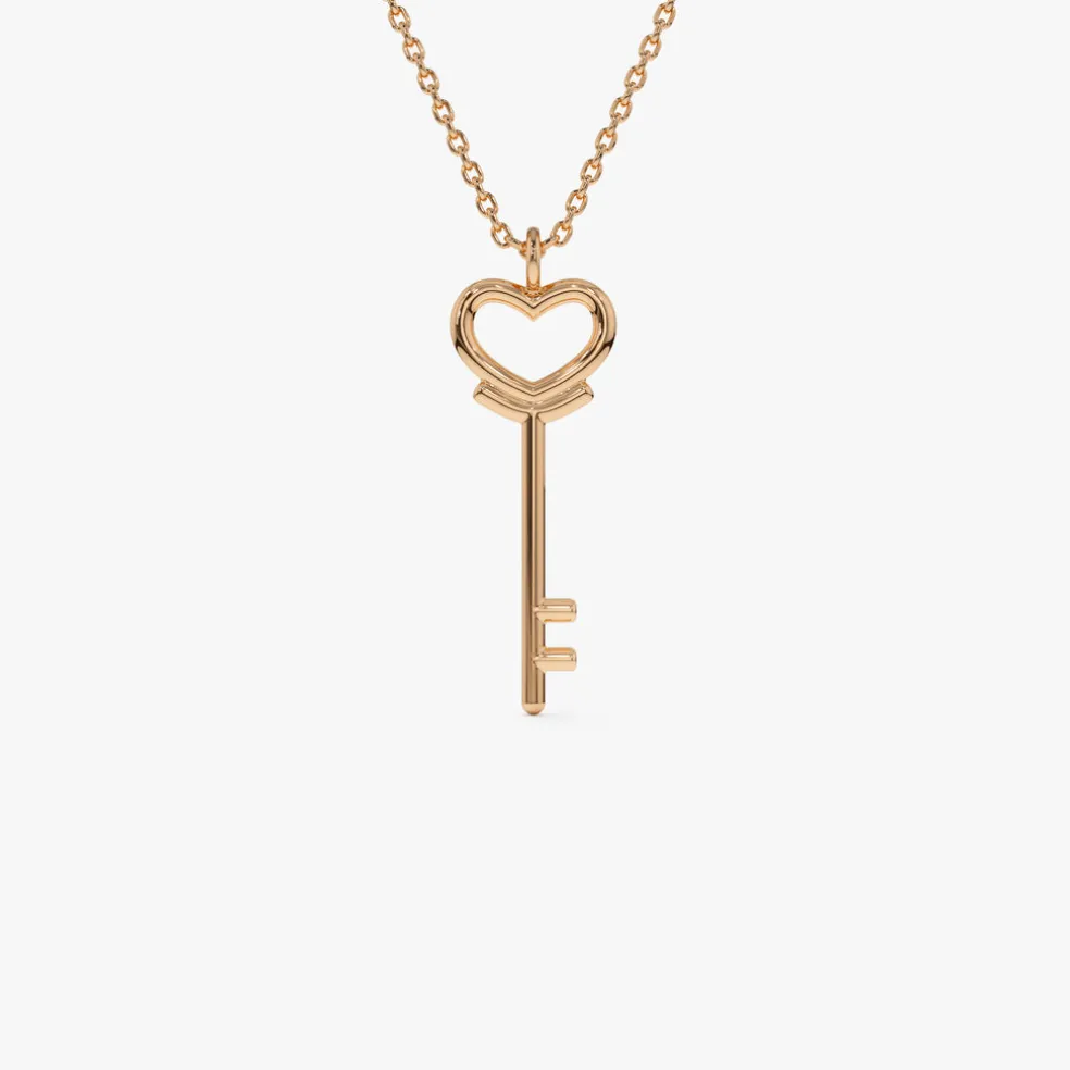 14K Heart Key Necklace