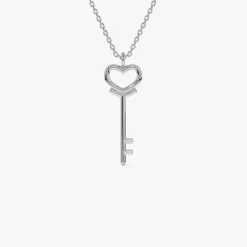 14K Heart Key Necklace