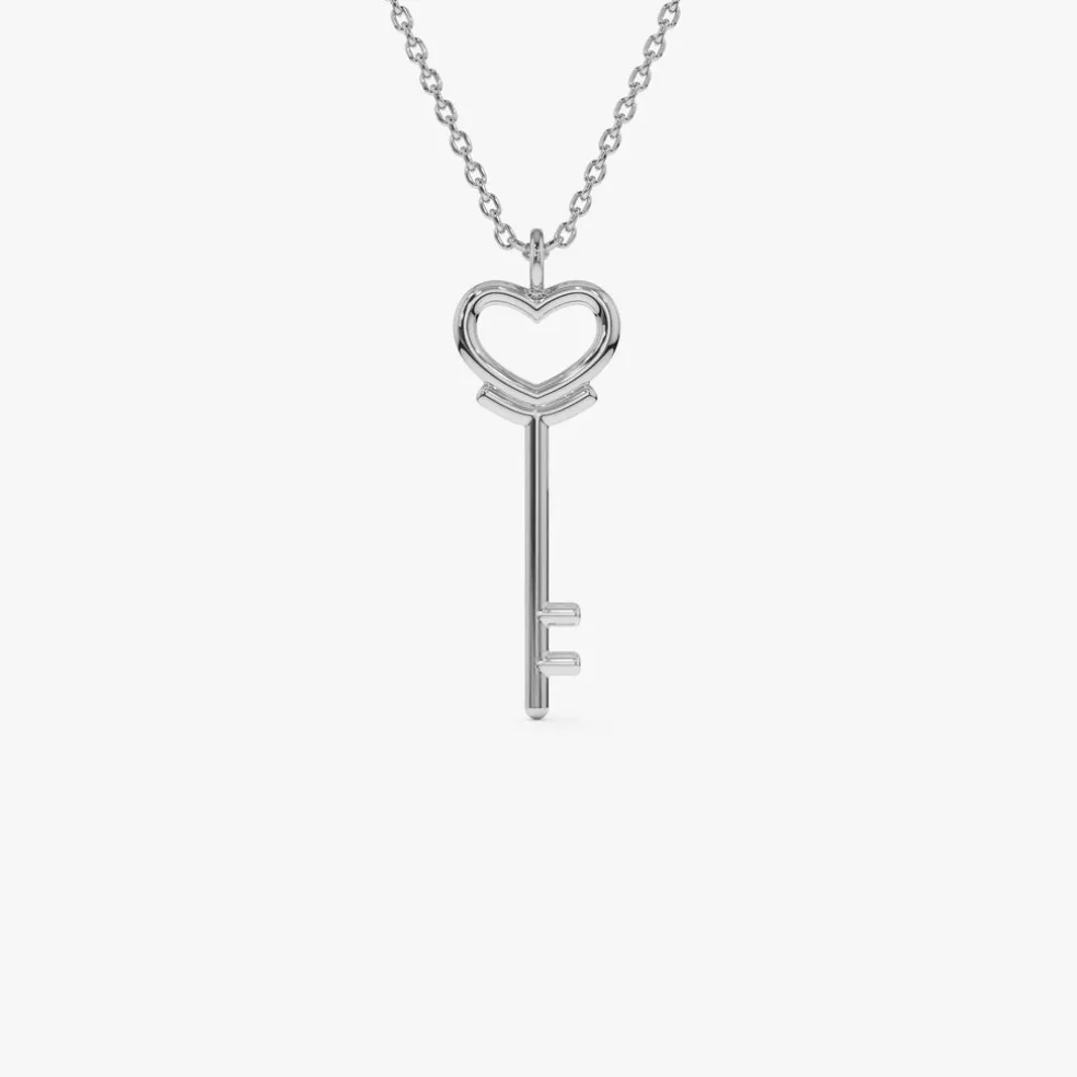 14K Heart Key Necklace