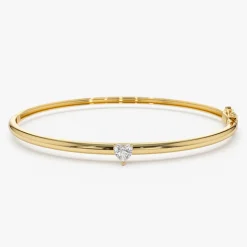 14K Heart Shape Diamond Solitaire Bangle