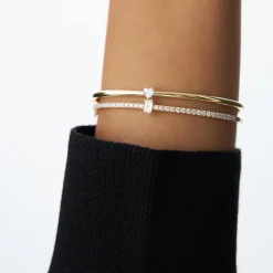 14K Heart Shape Diamond Solitaire Bangle