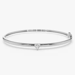 14K Heart Shape Diamond Solitaire Bangle
